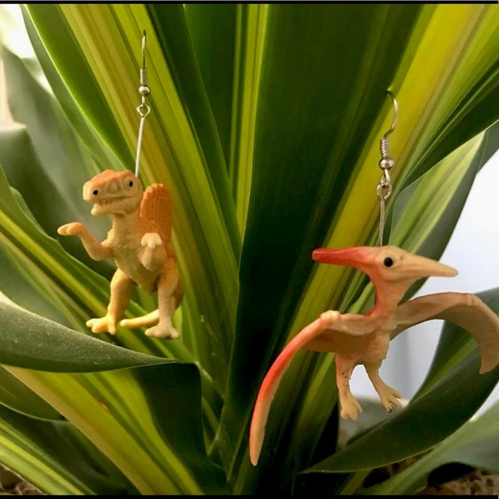 Orange Dinosaur Earrings